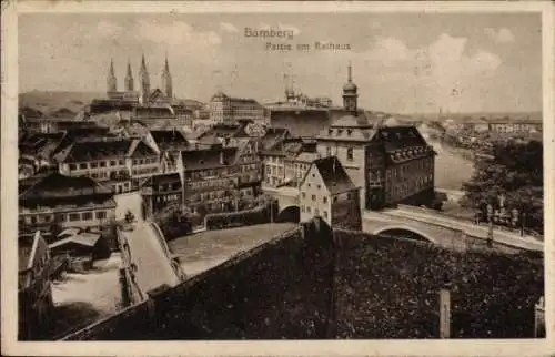 Ak Bamberg in Oberfranken, Teilansicht, Rathaus