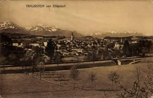 Ak Traunstein in Oberbayern, Blick von Ettendorf