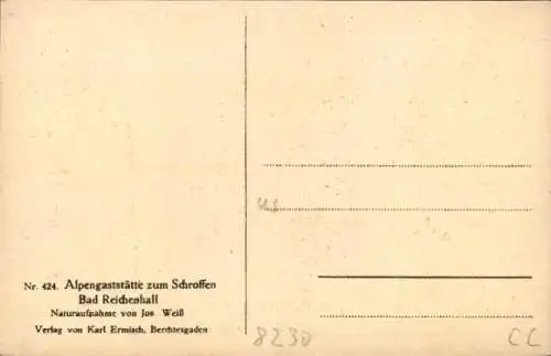 Ak Bad Reichenhall in Oberbayern, Alpengaststätte zum Schroffen