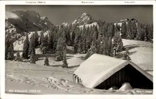 Ak Garmisch Partenkirchen in Oberbayern, Kreuzeck, Winter