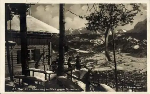 Ak Garmisch Partenkirchen in Oberbayern, St. Martin am Grasberg, Winter