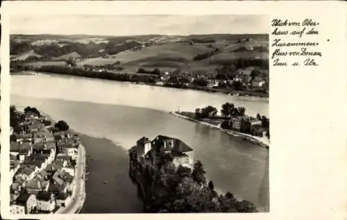 Ak Passau in Niederbayern, Blick vom Oberhaus, Zusammenfluss von Donau, Inn und Ilz