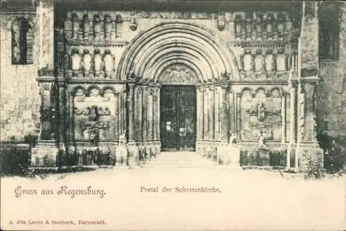 Ak Regensburg an der Donau Oberpfalz, Portal der Schottenkirche