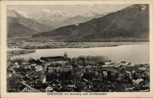 Ak Tegernsee in Oberbayern, Panorama, Blauberg, Schildenstein