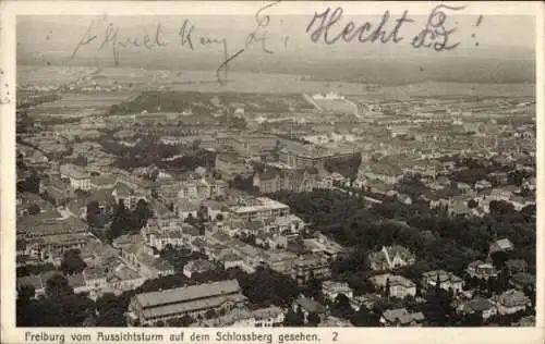 Ak Freiburg im Breisgau, Blick vom Aussichtsturm auf dem Schlossberg