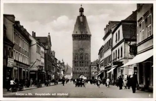 Ak Speyer am Rhein, Hauptstraße, Altpörtel, Turm