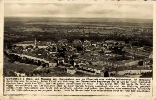 Ak Germersheim am Rhein, Luftbild, Panorama