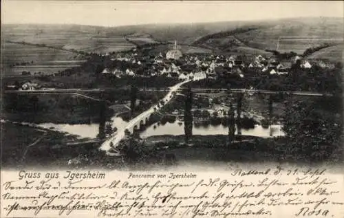 Ak Igersheim an der Tauber, Panorama, Brücke