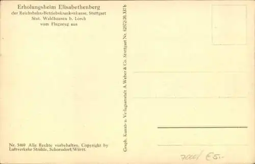 Ak Waldhausen Lorch im Remstal Württemberg, Elisabethenberg