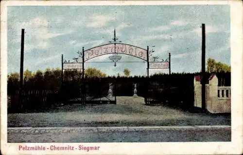 Ak Siegmar Chemnitz in Sachsen, Pelzmühle, Eingang