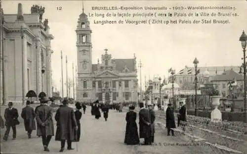 Ak Brüssel Brüssel, Weltausstellung 1910, entlang der Hauptfassade