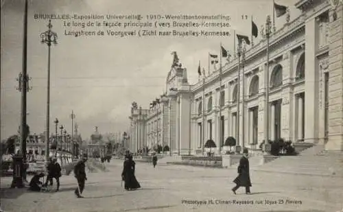 Ak Brüssel Brüssel, Weltausstellung 1910, entlang der Hauptfassade