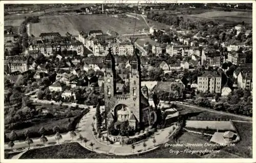 Ak Dresden Strehlen, Fliegeraufnahme, Christuskirche