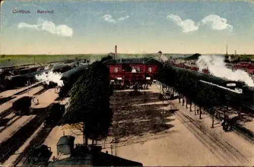 Ak Cottbus in der Niederlausitz, Bahnhof