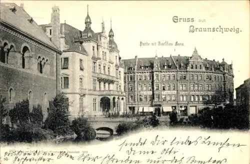 Ak Braunschweig in Niedersachsen, Teilansicht, Deutsches Haus