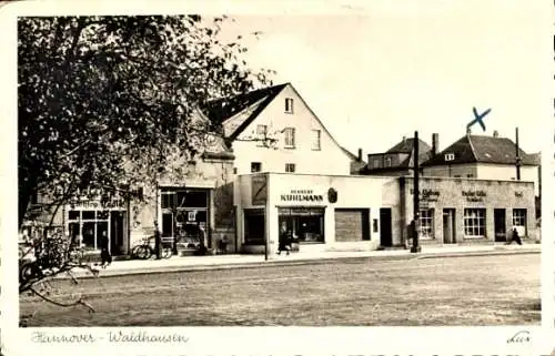 Ak Waldhausen Hannover in Niedersachsen, Teilansicht, Straße, Geschäft Herbert Kuhlmann