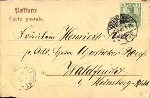 Litho Düsseldorf, Industrie, Gewerbe Kunstausstellung 1902, Hauptgebäude, Wappen