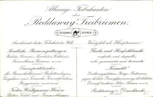 Ak Hamburg, Fabrik F. Reddaway & Co. Treibriemen