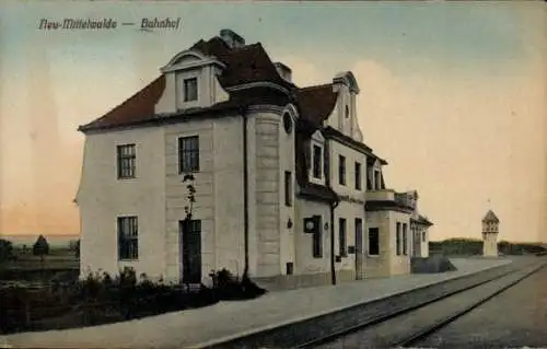 Ak Międzybórz Neumittelwalde Schlesien, Bahnhof Gleisseite