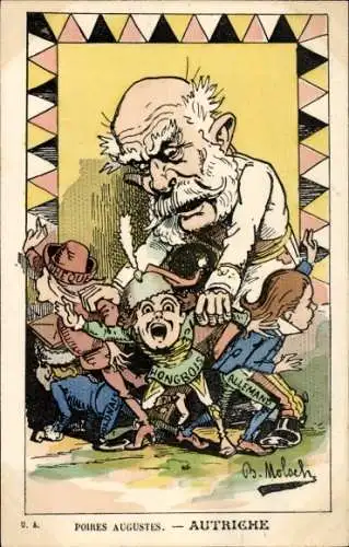 Künstler Ak Moloch, B., Kaiser Franz Joseph I., Karikatur