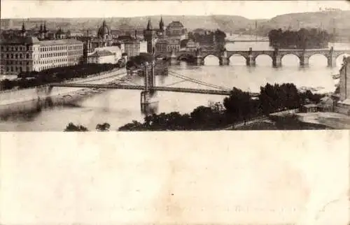 Ak Praha Prag Tschechien, Kettensteg, Karlsbrücke, Kaiser Franz Brücke