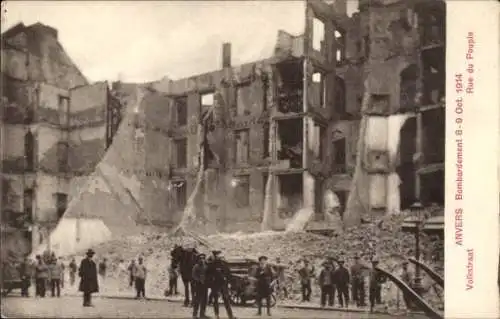 Ak Antwerpen Antwerpen Flandern, Bombardierung 8.-9. Oktober 1914, Rue des Peuple