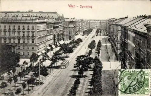 Ak Wien 1, Opernring, Straßenbahn und Allee, Altstadt