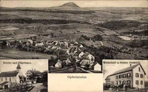 Ak Opfertshofen Kanton Schaffhausen, Kirche, Gastwirtschaft zur frohen Aussicht, Panorama