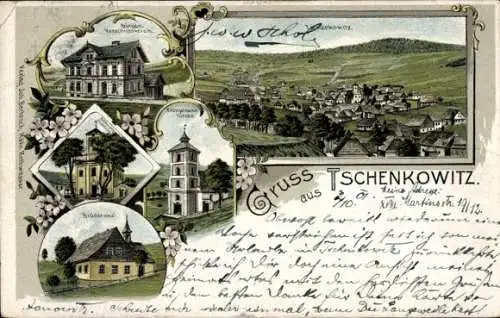 Litho Čenkovice Tschenkowitz Region Pardubice, Kirche, Brüdersaal, Totalansicht