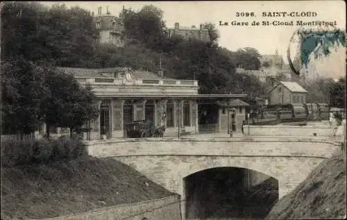 Ak Saint Cloud Hauts de Seine, La Gare de St Cloud Montretout