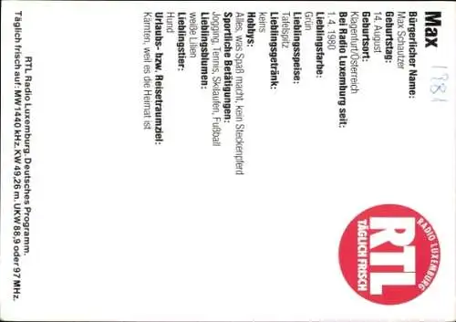 Ak Moderator Max Schautzer, Radio Luxemburg, Portrait, Autogramm