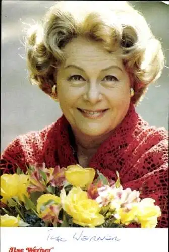 Ak Schauspielerin Ilse Werner, Portrait, Autogramm, Blumen