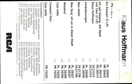 Ak Sänger Klaus Hoffmann, Portrait, Autogramm