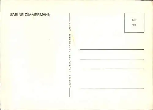 Ak Schauspielerin Sabine Zimmermann, Aktenzeichen YX ungelöst, Portrait, Autogramm