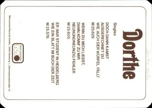 Ak Sängerin Dorthe Kollo, Portrait, Autogramm