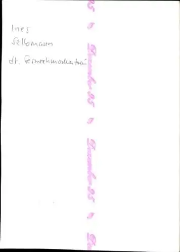 AK Moderatorin Ines Selbmann, Portrait, Autogramm