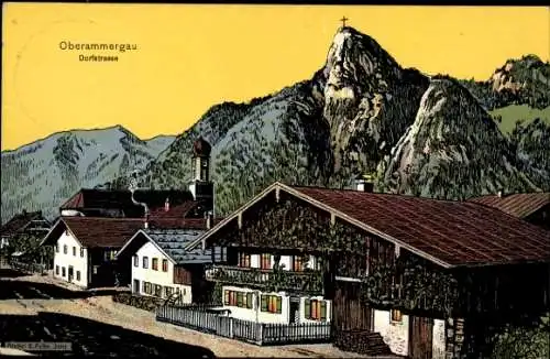 Künstler Ak Felle, Eugen, Oberammergau in Oberbayern, Dorfstraße