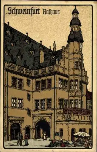 Steindruck Ak Schweinfurt in Unterfranken Bayern, Rathaus