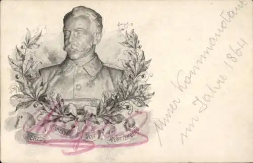 Ak Herzog Wilhelm von Württemberg, Büste, Autogramm