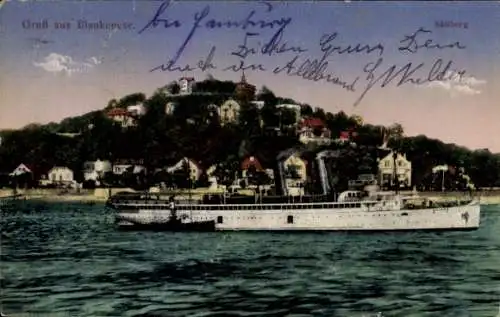 Ak Hamburg Altona Blankenese, Süllberg, Dampfschiff auf der Elbe