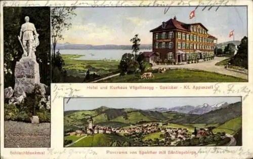 Ak Speicher Kanton Appenzell Ausserrhoden, Hotel und Kurhaus Vögelinsegg, Panorama