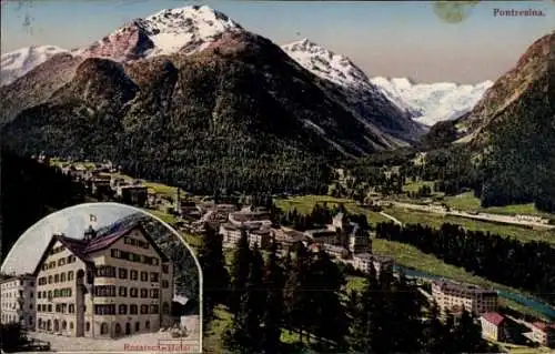 Ak Pontresina Kanton Graubünden Schweiz, Rosatsch-Hotel, Totalansicht