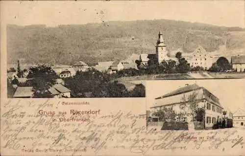 Ak Rugendorf in Oberfranken, Gasthaus zur Post, Totalansicht