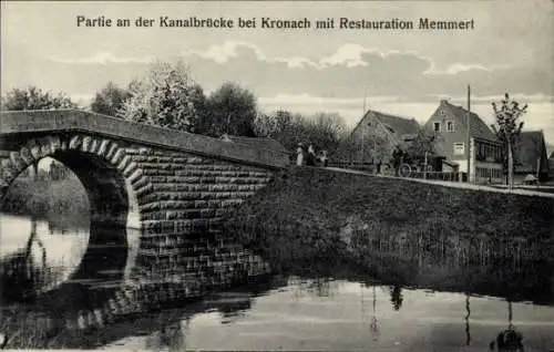 Ak Kronach in Oberfranken, Partie an der Kanalbrücke, Restauration Memmert