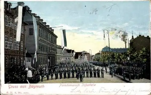 Ak Bayreuth in Oberfranken, Parademarsch der Infanterie