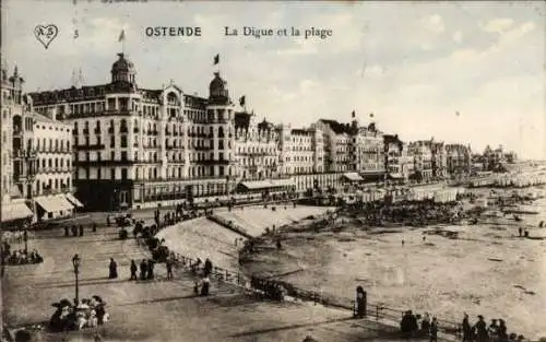 Ak Oostende Ostende Westflandern, Digue, plage