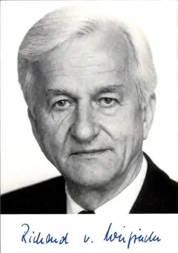 Foto Politiker Richard von Weizsäcker, Bundespräsident, Autogramm