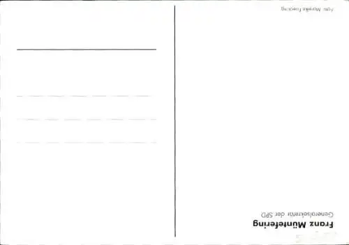 Ak Politiker Franz Müntefering, Generalsekretär der SPD, Portrait, Autogramm