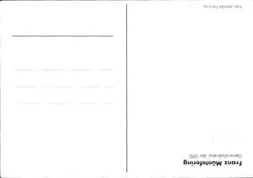 Ak Politiker Franz Müntefering, Generalsekretär der SPD, Portrait, Autogramm