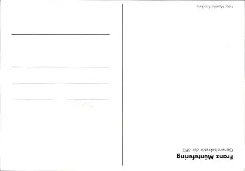 Ak Politiker Franz Müntefering, Generalsekretär der SPD, Portrait, Autogramm